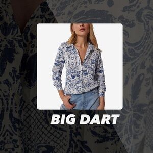 EUC Big Dart Scroll Print Blouse